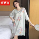 Yalu New Chinese Style Night Dress for Women 2025 New Summer Short Sleeve Thin Chinese Style Night Dress 688-Black and White Butterfly Cool and Silky 2XL 140-160Jin[Jin equals 0.5 kg]