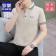 Romon Sommer kurzärmelige Männer Revers T-Shirt Casual Trend vielseitiger Jugendeis-Seidenhemdkragen halbärmelig. Hemd Black Qy724 2xl [vorgeschlagen 145-160jin [Jin ist gleich 0,5 kg]]