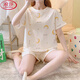 
LangSha ins pajamas women summer set cartoon cute cotton thin shorts shorts for outdoor wear home clothes pajamas summer 1049# carrot rabbit XL