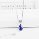 Chirping Sapphire Necklace S925 Silver Heart-Shaped Water Drop Gemstone Necklace Clavicle Chain Girls Tanzanite Sapphire Pendant 925 Sterling Silver Platinum Plated Pendant Free 925 Silver Necklace