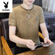 Playboy (PLAYBOY) high-end mulberry silk short-sleeved T-shirt men's 2025 summer thin silk t-shirt quick-dry half-sleeved men's top 867 black M [90-105Jin[Jin equals 0.5 kg]]