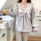 Gemmes colorées Spring and Automne Pajamas Cardigan à manches longues pour femmes mince en dentelle douce en dentelle de maison kyx-x9904 rose 180 xl