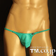 New men's sexy big bag thong boys' silky thin strap fashionable underwear thong green S