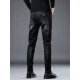 UOSO International Light Luxury Spring Neue High-End-Schwarze Jeans Männer schlanke Small-Fit-Hose Katze flüstern vielseitige elastische trendige Markenmärde 1049-Grau 28