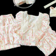 Sweet style children's pajamas for women three-piece summer 2025 new princess style short-sleeved girls striped home clothes 9708# princess collar three-piece set [short sleeves + shorts + trousers] 145 [Size] Height 145-155CM Weight 68