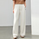 
Fiber Show [Air Layer Repaying Pants] Sports Style Elastic Waist Straight Wide Legs Pants Large Size Fat mm Summer New Style 1429 Rice Apricot L