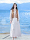 Chu Ziyis weißes Kleid mit Temperament und schlankem Fairy Long Rock Yunnan Reise -Outfit Desert Photography Strandrock Kurzarm AQ20D983 Single Size S s