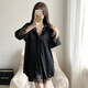 Bei Yifu-Shirt und Pyjamas für Frauen, sexy 2025 neuer Freundeshänger, reine und sexy Atmosphäre, langärmeliges Oberteil, dünn 12357# schwarz, einzelne Größe (geeignet für 80-145jin [Jin gleich 0,5 kg])
