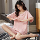 Pajamas, women's pure cotton, summer shorts, shorts, can be worn on the outside, cute young ladies' student home clothing suit 6636 L