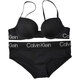 Calvin Klein Bra Unterwäsche BH glänzend seidig, schnell trocken bequemer Stoff sexy ober dünner dicker Boden QF6996ad Schwarzer Bra 80B 36B