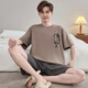 浪莎（langsha）睡衣男款夏季纯棉短袖短裤学生青少年男士夏天薄款大码家居服套装 DMY6621#短袖+短裤 M 小[建议身高155CM左右体重75