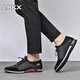 
LHKX brand light luxury cowhide men's shoes 2025 spring and summer new casual shoes men's sports shoes men's soft leather shoes men 9916 black-high-end men's shoes 40