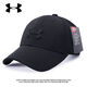 Under Armor UA new hat outdoor sports running breathable hard top baseball cap men's and women's peaked cap sun protection all black (54-60cm)