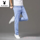 Jeans de tenis de alta gama Playboy para pantalones de hombres casuales de hombres delgados de verano para hombres para los pantalones ultra delgados de seda de hielo de verano azul claro 9767 38 cintura 2 pies 9