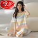 Langsha 2025 pijama para mujeres en primavera y verano algodón puro pantalones de manga corta delgada coreana lindo arco iris contrastante de color de ropa para el hogar Z9712 L-código [recomendado 100-120Jin [Jin iguala 0.5 kg] Tamaño promedio de tamaño promedio