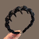 Zhuo Keke Princess of Paris headband high skull light luxury toothed headband high-end fashion western style hand-beaded hair bundle headband black satin beaded headband