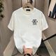 GTYUWVG Hong Kong style short-sleeved men 2025 summer loose cotton T-shirt for boys new fashion brand trendy men couple half-sleeved V753 black XL