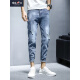 Zengzhi Denim Jeans Pantalones recortados para hombres Marca moderna 2025 Summer Nuevo delgado Falim Foot Spring y Autumn Long pantalones 897 Negro 28