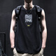 Kuraishi Kazuki Pure Cotton Sleeveless Vest Men's Summer Thin Loose Trendy Brand Sports Leisure Fitness Printed T-Shirt Black XL
