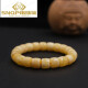 Drjefun Amber Beeswax Pulsera de pollo ruso para hombres Aceite amarillo de corte recto Bead pulsera de un solo anillo de 9 mm Número 9755 Gold Gold White
