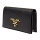 PRADA luxury women's bag women's bag classic metal logo cowhide short wallet black
