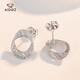 Aido diamond pt950 platinum Möbius ring earrings, fashionable platinum hoop earrings, versatile earrings, one pair, 2.6-2.8g