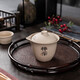 Kung Fu tea set for home, one bowl and two cups, simple tea making, ceramic tea cup for entertaining guests, rough ceramic hand pot (Zen tea), one pot and two cups