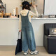 Pushui Fangfang Girls Denim Overalls Set Girls Casual Reißverschluss Hoodie Mode mittelgroße und große Kinder Pit Strip Hoodie 130 Empfohlene Höhe 115-125 cm