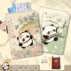 Passport protection cover cartoon ancient style panda passport clip certificate bag protection cover multi-function card bag travel abroad passport book (Magnolia Panda)