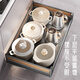 
Aux kitchen pull-basket cabinet drawer-type thickened double-layer space aluminum bowl basket pot bowl chopstick storage rack bowl and dish storage rack [wood grain style 700 cabinet] cabinet width 655-695