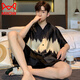 Catman (Miiow) Light Luxury New Men's Pajamas Summer Sensing Sensing Santing Silk Summer Youth Ropa para la ropa del hogar G854 L (altura aproximadamente 170, peso -130 Jin [Jin iguala 0.5 kg])