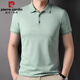皮尔卡丹（pierre cardin）品牌夏季装男士桑蚕.丝翻领短袖T恤中年冰丝体恤半袖打底POLO衫 hyx-1423翻领短袖T恤白色 3XL