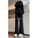 Digada Black Micro-Flare-Jeans Herren Frühling und Herbst Sommer Neue Vibe Slim American High Street Slim Sci-Fi Science-Fi-Science-Fiction-Hosen DFFS-701 Black L.