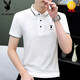 花花公子（PLAYBOY）男士新款纯 棉polo衫短袖高端休闲时尚翻领修身夏季t恤男时尚潮流 826纯棉深灰款 M 建议90-110斤