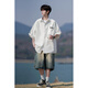 Nying Japanese Short Sorthing Shirt Men's 25 Summer New New Trendy Retro Retro Cool Breathable Chaqueta informal de gran tamaño Black XL (130-150Jin [Jin equivale a 0.5 kg])