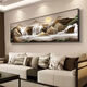 The weekend island flows water and makes money, landscape and living room decoration paintings, new Chinese sofa background wall hanging paintings, atmospheric treasure pot murals, Baojuling Mountain 18060cm*1 cm, black aluminum alloy frame + oil canvas