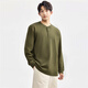 Giordano T-shirt men's casual retro style button Henry collar men's long-sleeved pullover men's 18024645 23 Green L