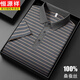 
Hengyuanxiang 100% mulberry silk short-sleeved T-shirt for men's lapel summer silk thin middle-aged high-end striped polo Paul shirt 13563# gray XL 52 [Suggested 140-155Jin [Jin equals 0.5 kg]]