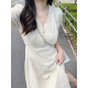 
Nuoxisha [7236 people collect] 2024 summer new French heavy industry embroidery temperament v-neck national style gentle style waist-hugging 9767 apricot color dress L [Suggested 101-120Jin [Jin equals 0.5 kg]]