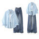 Weave -Verlust 2025 Casual Blue Striped Hemd Top Unterwäsche Schlinge Weste mit hoher Taille schlanke Füße Jeans Set M826# Blue Jeans 2xl groß