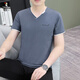 
Woodpecker (TUCANO) T-shirt for men's new short-sleeved V-neck Korean slim-fit men's base shirt half-sleeved casual summer T-shirt top trendy T 693 dark gray XL