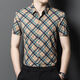 PIERRE CARDIN Middle-aged Dad Contrast Color Plaid Short Sleeve Shirt Men's Trendy Plaid Shirt Casual Half Sleeve Inch Shirt Top 9902 Striped Short Sleeve Yellow Single Size 165/84A Recommended 95-120Jin [Jin equals 0.5 kg]