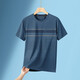 Kangaroo 7A men's summer striped casual short-sleeved T-shirt middle-aged and elderly dad summer round-neck T-shirt 691 Navy One size m80-110Jin Jin equals 0.5 kg