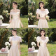 
Qili Miao Champagne Color Bridesmaid Clothing 2025 Summer New Satin Bride Sister Group Dress Long Performance Clothing 831 Champagne Color D Long Style One Size m