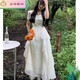 Nyckjk Prinzessin Kleid 2024 NEU NEUER Kurzärärmungs-Frühlingslicht-Hochzeitskleid-Design Feel Taille Hugging French Erst Liebe sanftes weißes Mondlicht Off-weißes Kleid kurzärmelige Eingröße L 110-120jin [Jin gleich 0,5 kg]
