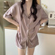 HUALIN FASHION夏季冰丝睡衣女短袖家居服套装网红款感休闲2025 浅黄色 #YX-9214 170 M【75-98】斤