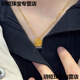 KZD sand gold brushed sugar cube pendant gold quality flash necklace gold plated niche fashion 45cm