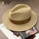 Woodpecker (Tucano) Panama Paille Chapeau Men Big Head Swing Sun Sun Chat UV Paille du soleil Protection du soleil Jazz Paille Hat Universal Men and Women All-Match Khaki Brown M54 ~ 57 cm (Envoyer une corde à l'épreuve du vent)