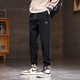 Chang Luzhu autumn casual pants men's loose foot ties sports Harun work trousers casual style 689 gray plush XL