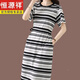 Hengyuanxiang (Hyx) Robe à rayures en coton pure d'été pour femmes T-shirt à manches courtes en vrac et mince.